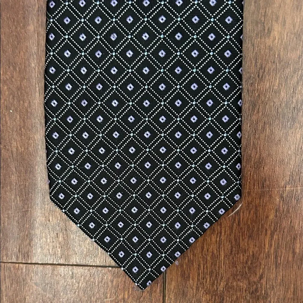 Nordstrom Classic 100% Silk Black and Purple Woven Geometric Men's Tie